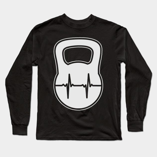 Kettlebell Shirt | Heartbeat ECG Gift Long Sleeve T-Shirt by Gawkclothing